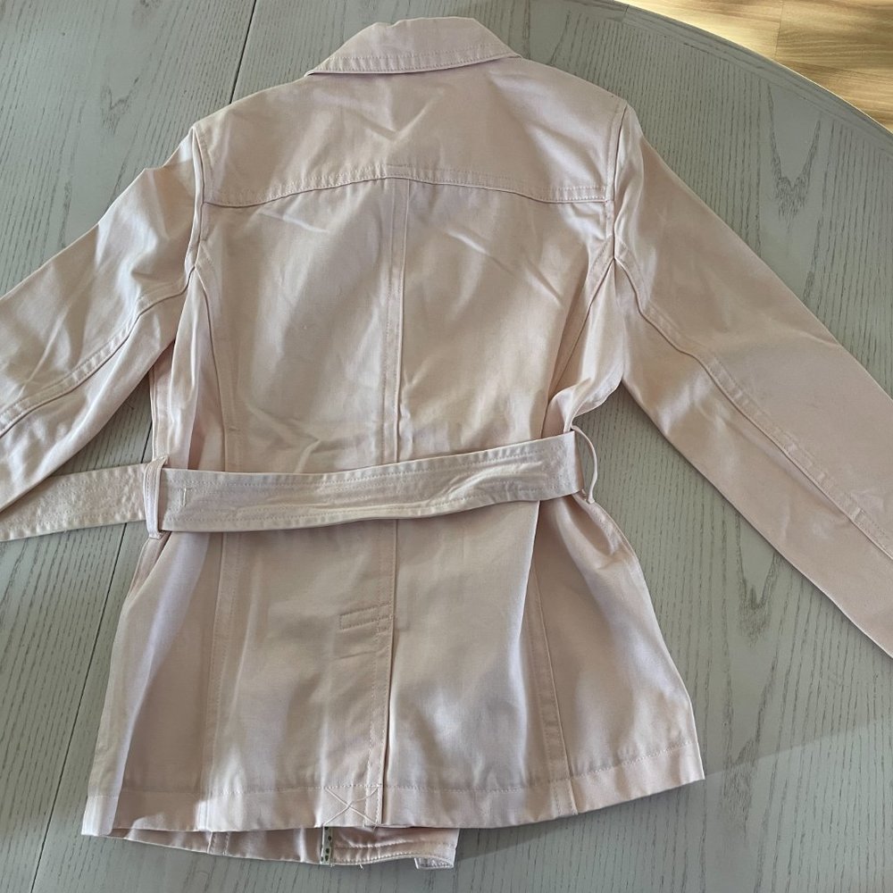 GAP Petal Pink Double Breasted Short Style Trench with Belted Waist - Picture 2 of 5